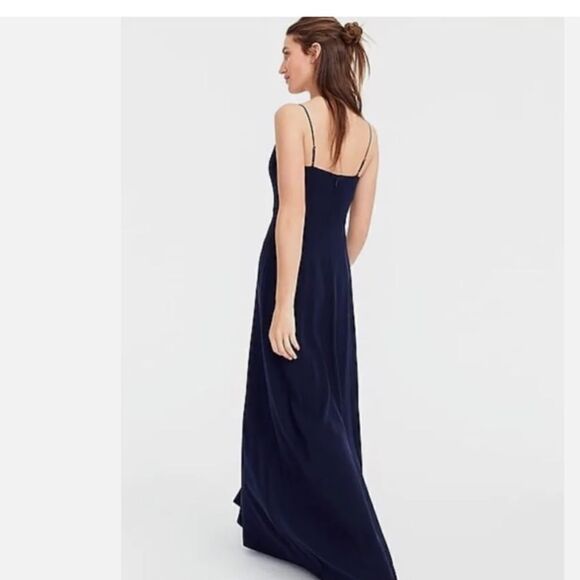 J Crew Drapey Spaghetti-strap Dress with Side-slit Navy - Picture 2 of 8